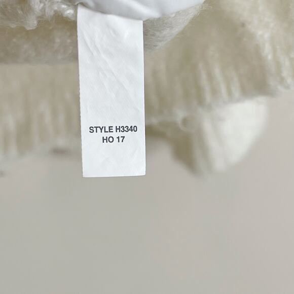 Madewell Tier Sleeve Sweater Cream Small S Wool Stretch Bateau Neck 3/4 Sleeve - Picture 11 of 14